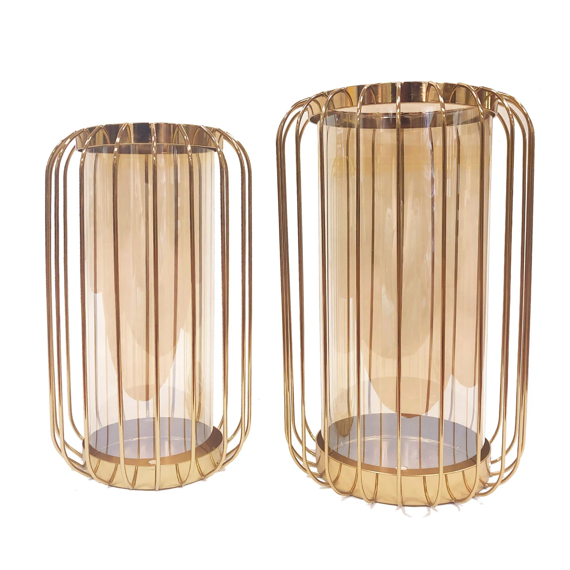 Европейский стиль стеклянная ваза золотые подсвечники металлические