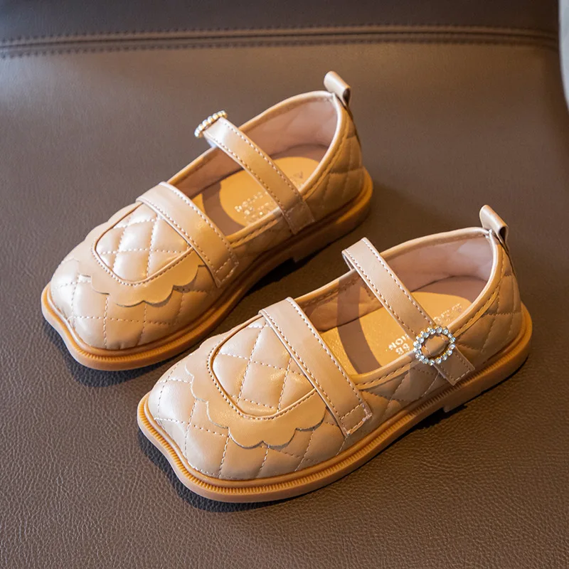 

Girls Shoes Square Toe Mary Janes Shoes for Girl Crystal Buckle Leather Princess Shoes Soft Kids Flats Baby Toddle Spring Autumn