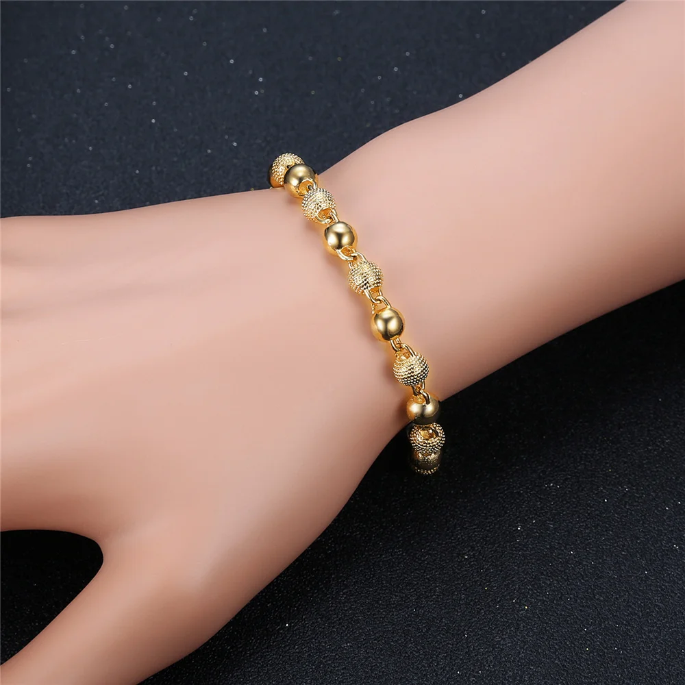 

6MM Women's Bracelet Wholesale Braslet 2021 Female Gold Color Chain Beads Bracelets Jewelry Dropshipping