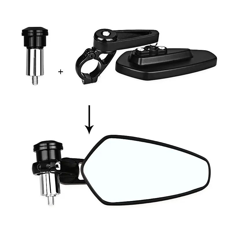 

Universal Motorcycle Rear Black Aluminum Rear View Handle Bar End Side Rearview Mirrors Moto Mirrors Handlebar End Mirror
