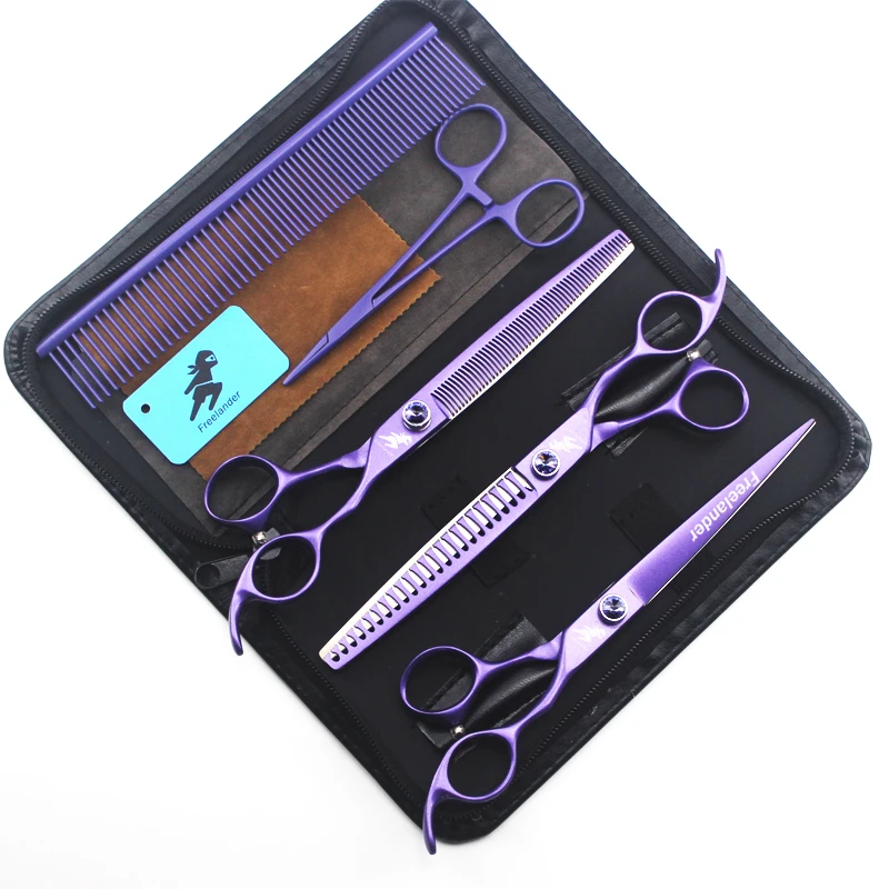 

7.0/7.5 inch pet grooming kit pink set high class pet dog scissors hair care & styling