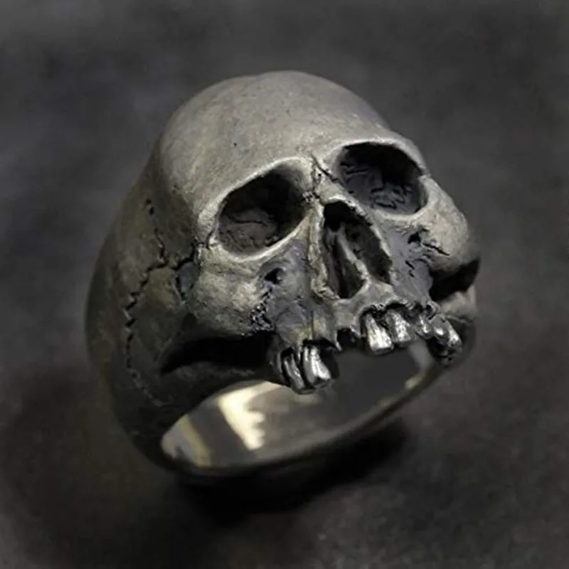 

2022 Vintage Men's Stainless Steel Skull Ring Gothic Punk Horror Skull Biker Ring Cool Men's Party Jewelry Gift Size 7-14