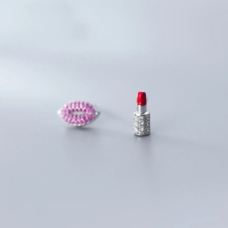 

MloveAcc Genuine 925 Sterling Silver Minimalist Lipstick Earrings for Women Wedding Statement Jewelry New Mode