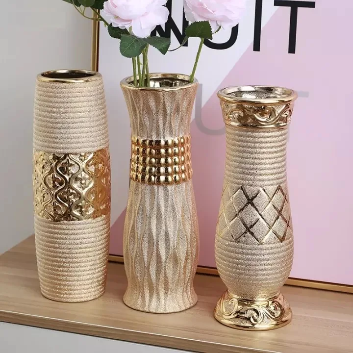 

30CM Ceramic Vase Hydroponic Flower Arrangement Planting Flowers Artificial Flowers Decoration Living Room TV Cabinet Decoration