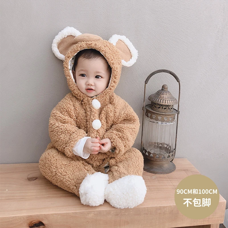 Детские Зимние очень теплые комбинезоны для новорожденных милые флисовые