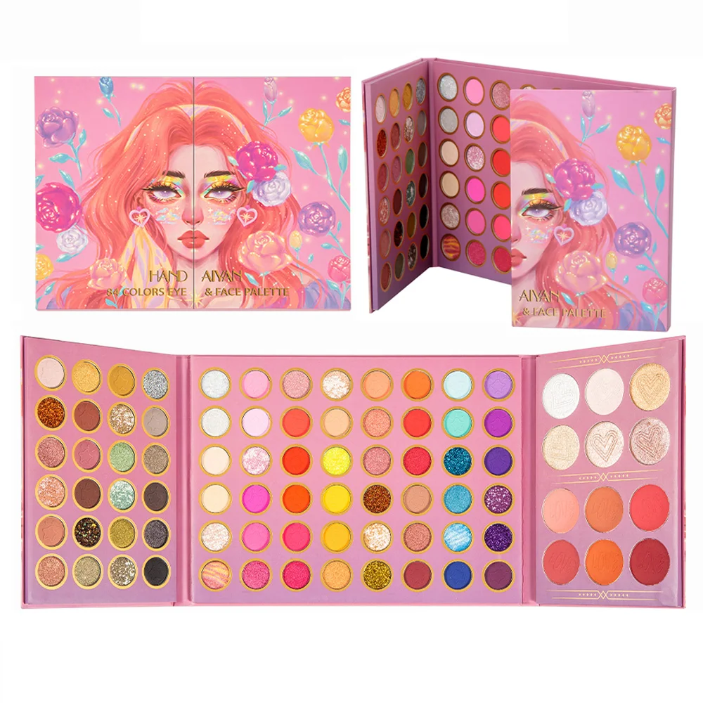 

84 Color Eye Shadow Palette Luminous Beautiful Pressed Lightweight Matte Eyeshadow Shimmer Glitter Pigmented Powder Makeup Kit