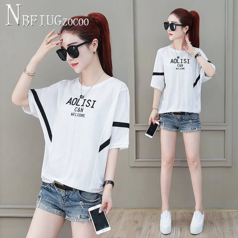 

2020 Summer New Bat Sleeve Women T Shirt Plus Size Embroidery Female Tee Shirts