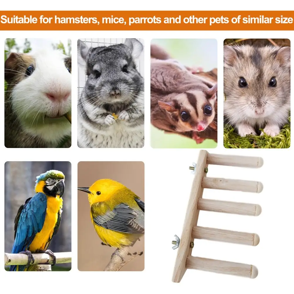 

Pet Stairs Parrot Springboard Platform Wooden Ladders Swing Perch Ladder Toys Pet Hamster Little Pet Stairs