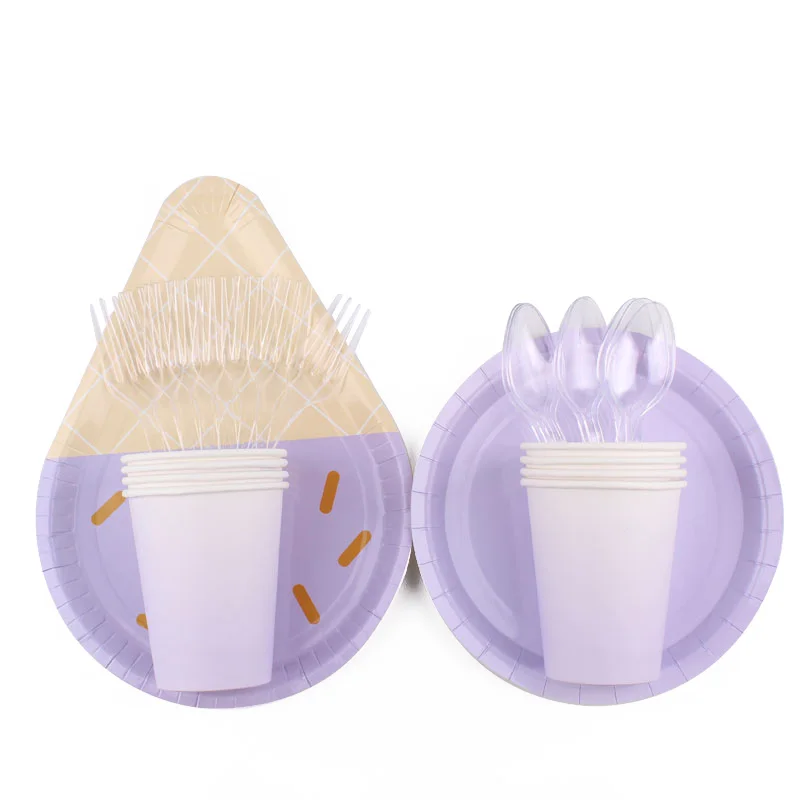 Одноразовые фиолетовые столовые приборы детские бумажные полотенца скатерти