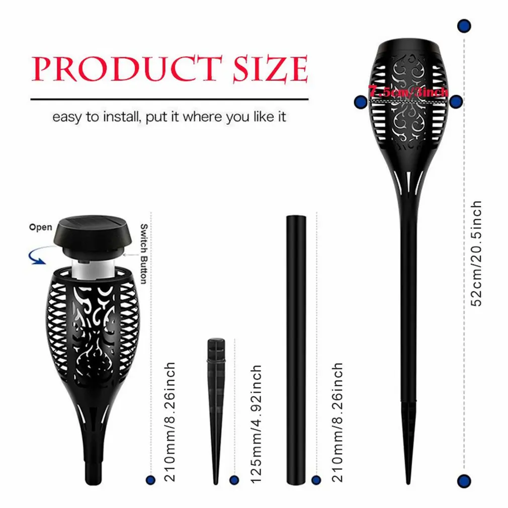 New 12Led Solar Flame Lamp Outdoor Induction Torch Garden Courtyard Ground Decorative Landscape |