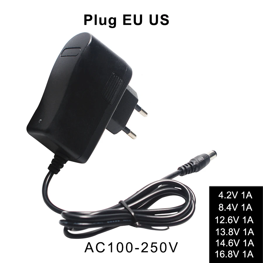 Литиевая батарея-зарядное устройство 4,2 V 8,4 V 12,6 V 13,8 V 14,6 V 16,8 V 1A 1000mA 18650 зарядное устройство Автоматическое отключение питания EU US Plug настенное зарядное устройство