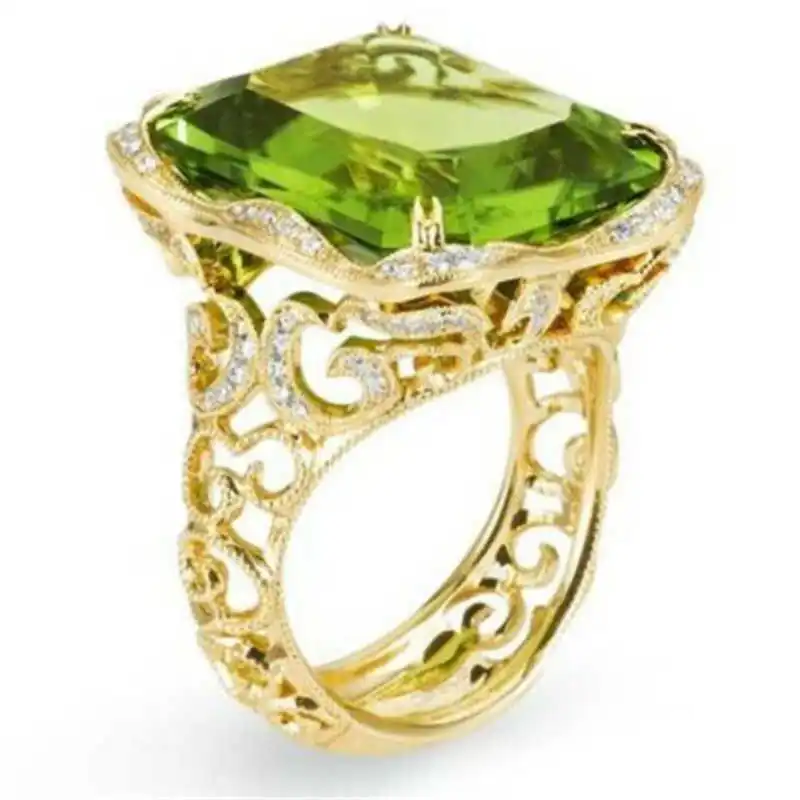 

Fashion Yellow Gold Color Ring Engagement Jewelry Women Wedding Ring Size 6-10