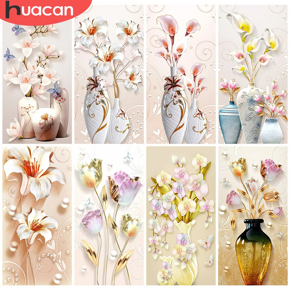 

HUACAN полностью квадратная/круглая Алмазная вышивка цветок вышивка крестом Алмазная картина Стразы мозаика украшение для дома