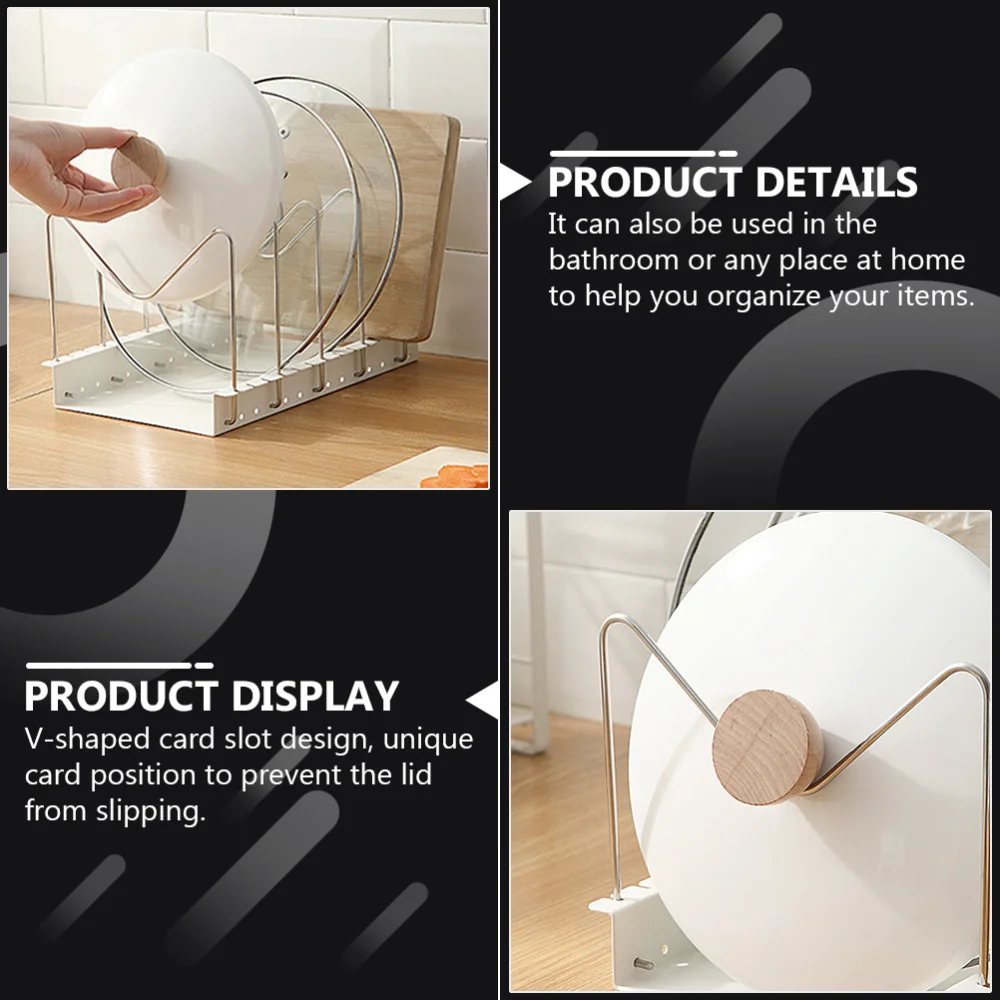 

Adjustable Kitchen Pot Lid Storage Rack Cutting Board Kitchenware Organizer