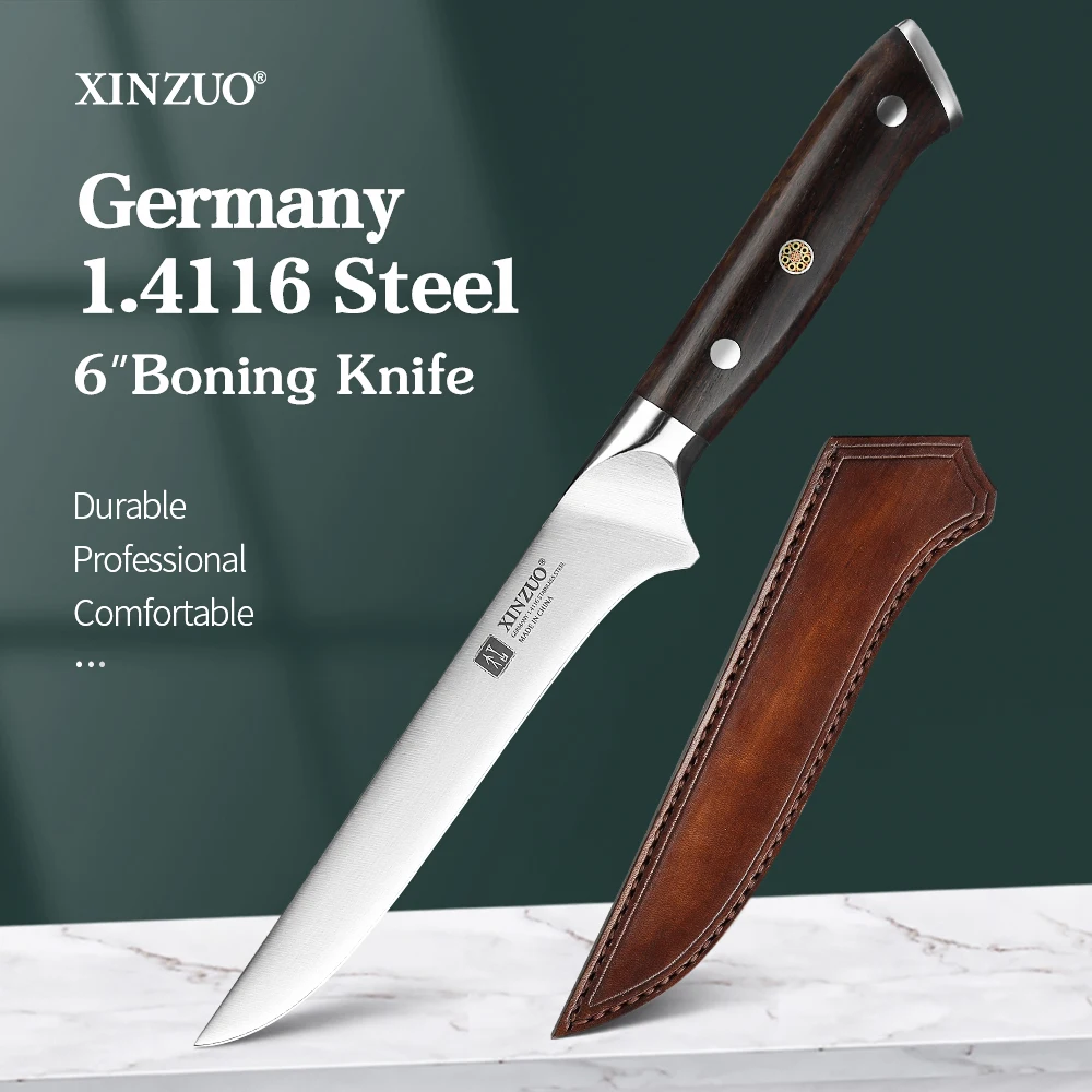 

XINZUO 6" Bone Knife German 1.4116 Steel Stainless Steel Meat Cleaver Fruit Paring Boning Utility Knives Kitchen Accessories