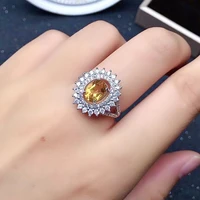 100 natural citrine ring for party 6mm8mm vvs grade citrine silver ring 925 silver citrine jewelry fashion crystal ring