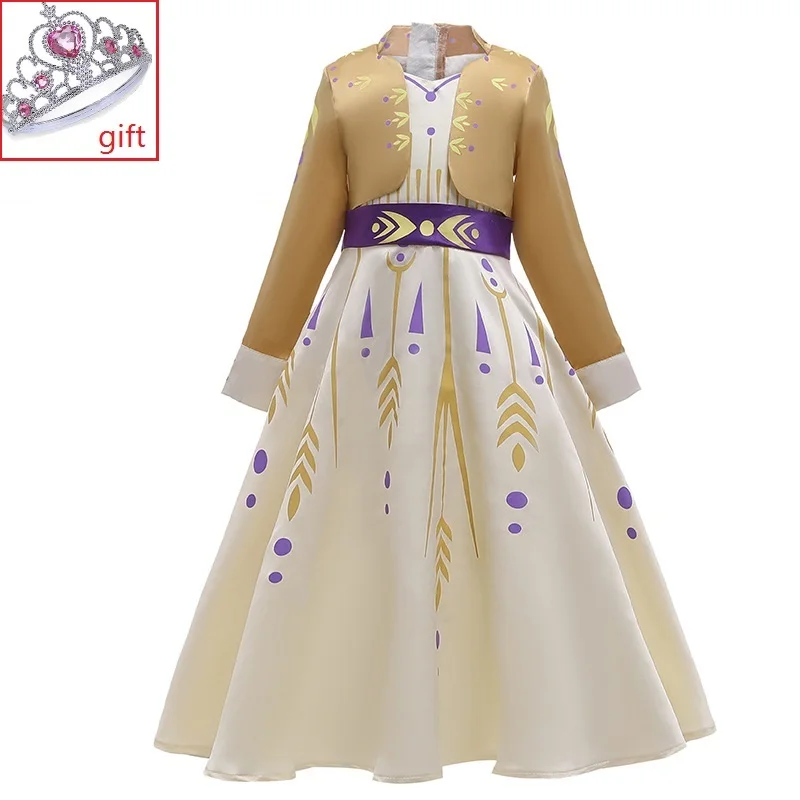 Vestidos infants платья для девочек детские костюмы на Год рождественское платье для вечеринок милые платья в стиле принцессы Эльзы Анны маскарадный костюм - Цвет: as picture