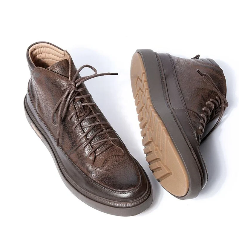 Ботинки мужские зимние из натуральной кожи на шнуровке черные для верховой езды |