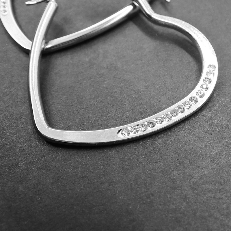 Женские серьги в форме сердца с кристаллами E029|Серьги-кольца| |