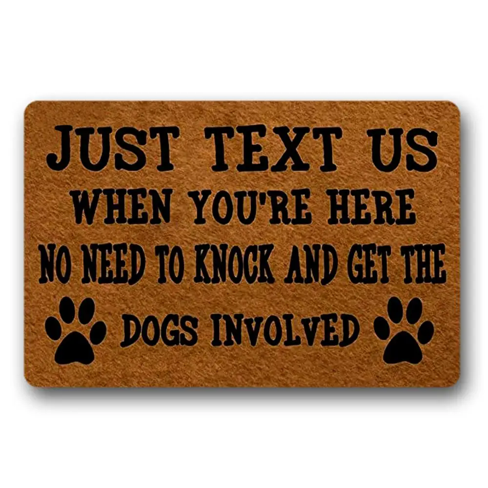 

Doormat Rubber Welcome Funny Mat In Entrance Door Just Text Us When You're Here.No Need To Knock and Get The Dogs Involved