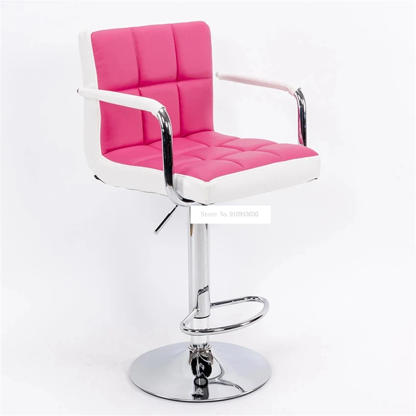 Подъемный вращающийся барный стул в европейском стиле, вращающийся, регулируемый по высоте стул на стойке из искусственной кожи с высокой с... от AliExpress WW