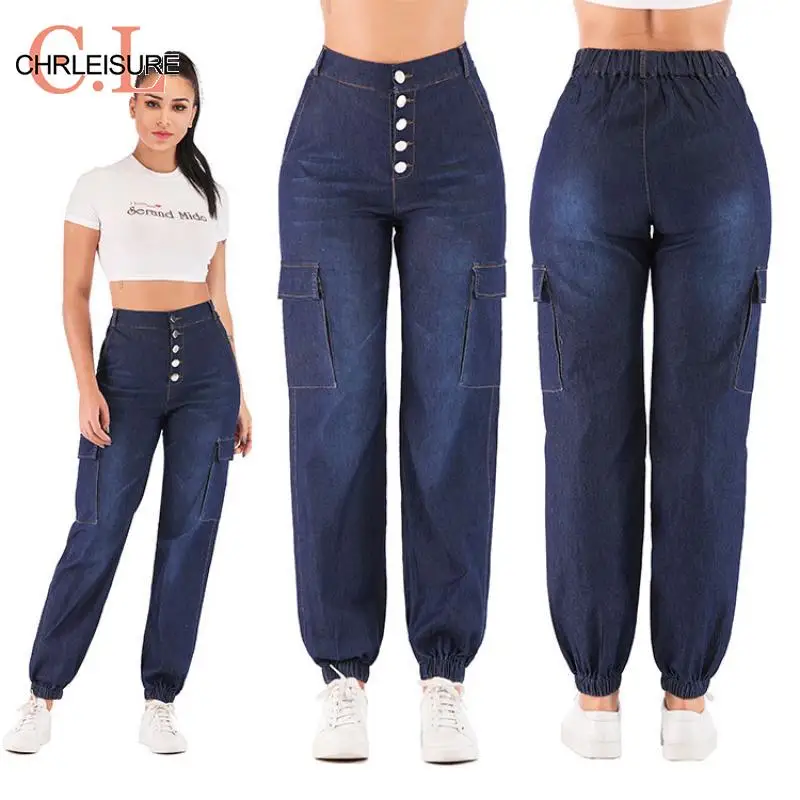 

Женские джинсы CHRLEISURE, модель 2019 года, джинсы для мам, осенние шаровары, повседневные джинсовые брюки для мальчиков