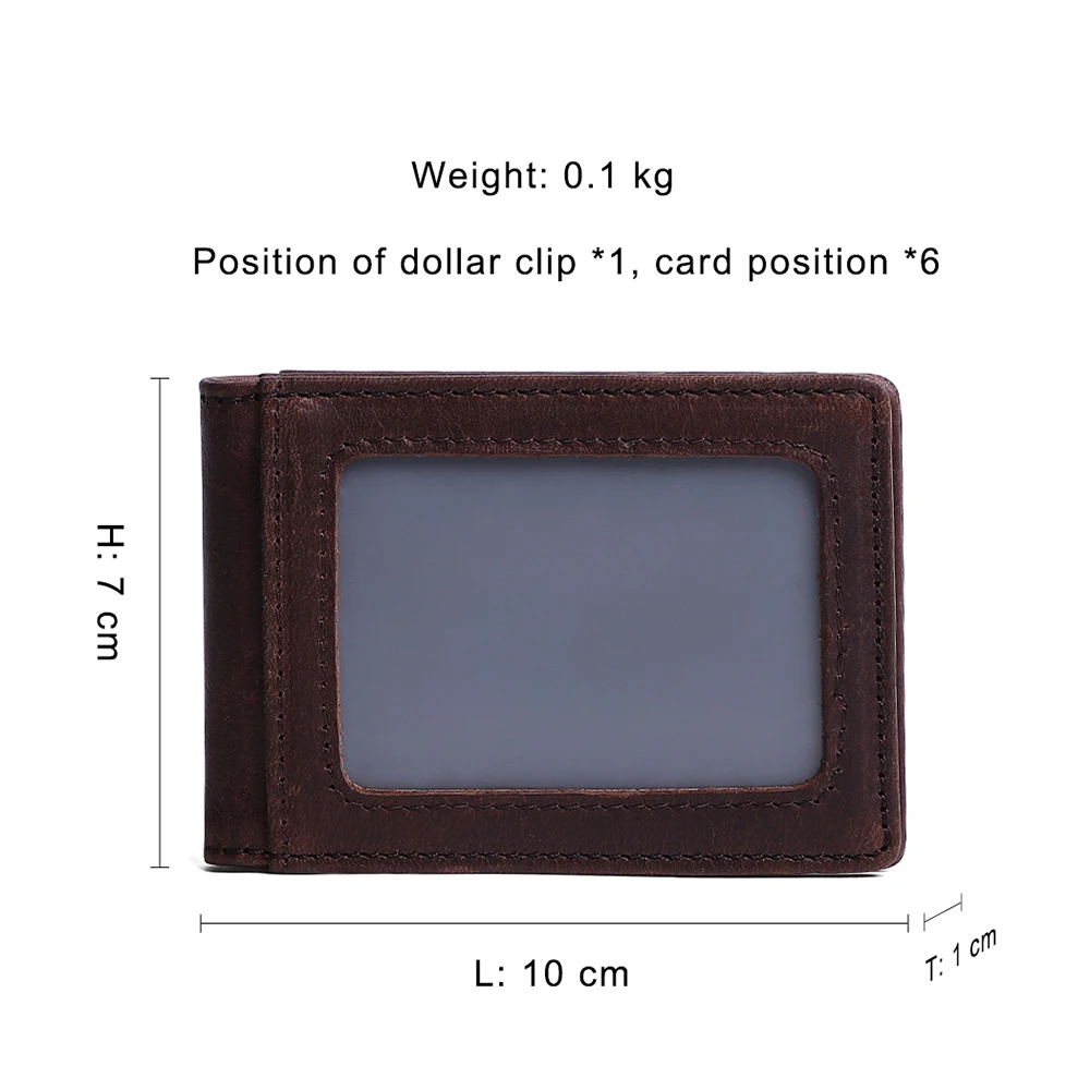 

JOYIR Genuine Leather Men's Clip Wallet Magnetic Money Card Photo Holder Business Id Credit Card Case Holder Male Gift
