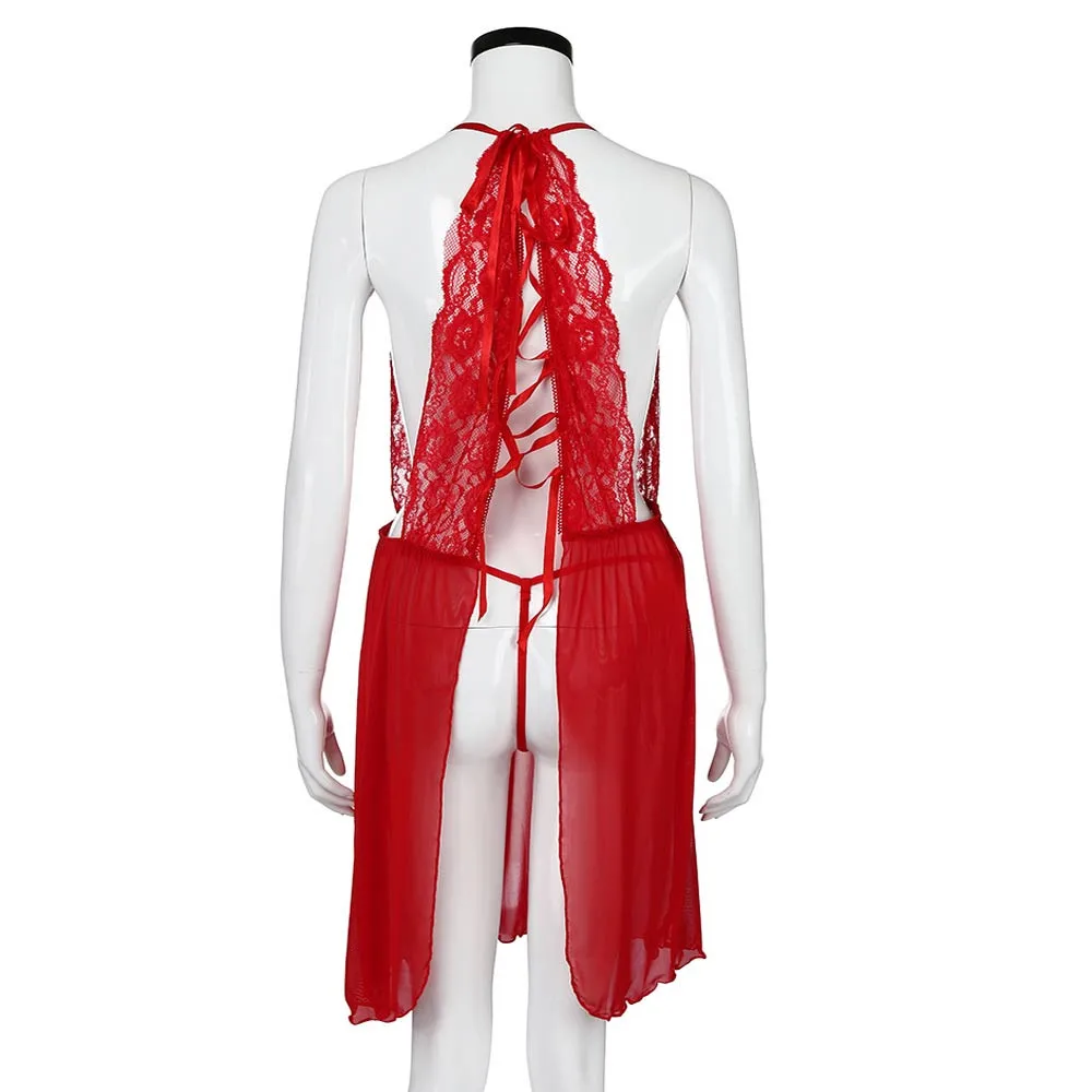 Сексуальный халат Женская домашняя одежда красная женская для сна пеньюар