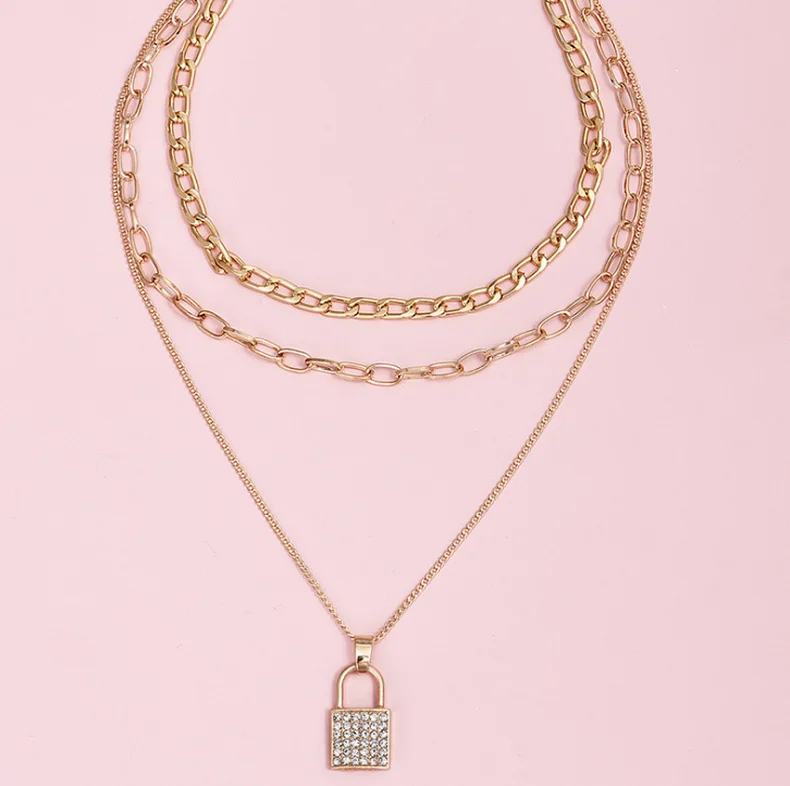 

Full Diamond Lock Necklace for Women Girls Jewelry Valentine's Day