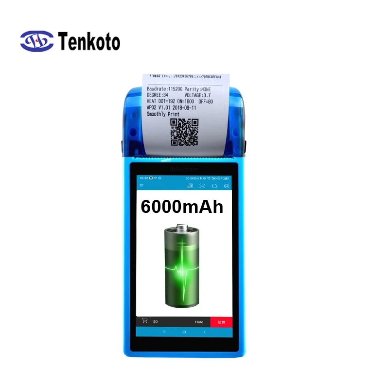Android 6 0 POS чековый принтер 58 мм сенсорный экран КПК pos терминал GPRS WIFI Bluetooth 3G