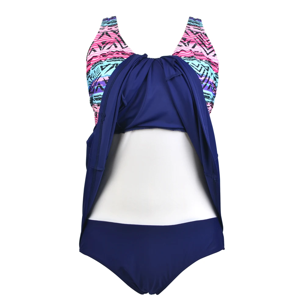 Новый бикини стиль цветочный принт цельный купальный костюм Высокая талия юбка