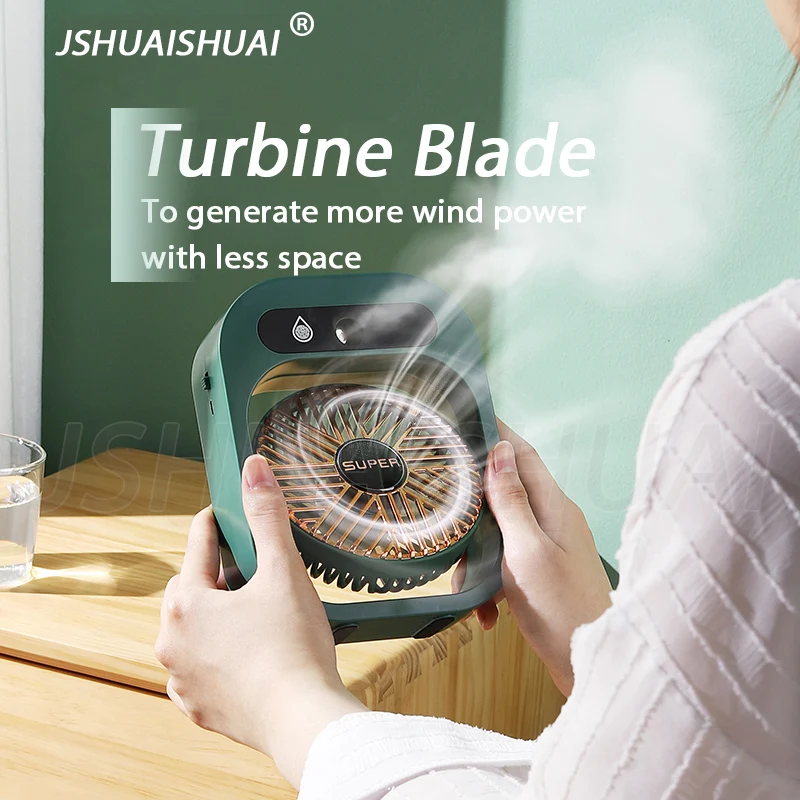 

2021 Mini Moisturizing Spray Small Fan 3 Gears Of Wind Air Fan USB Silent Rechargeable Adjustable Fan For Home Office Supplies