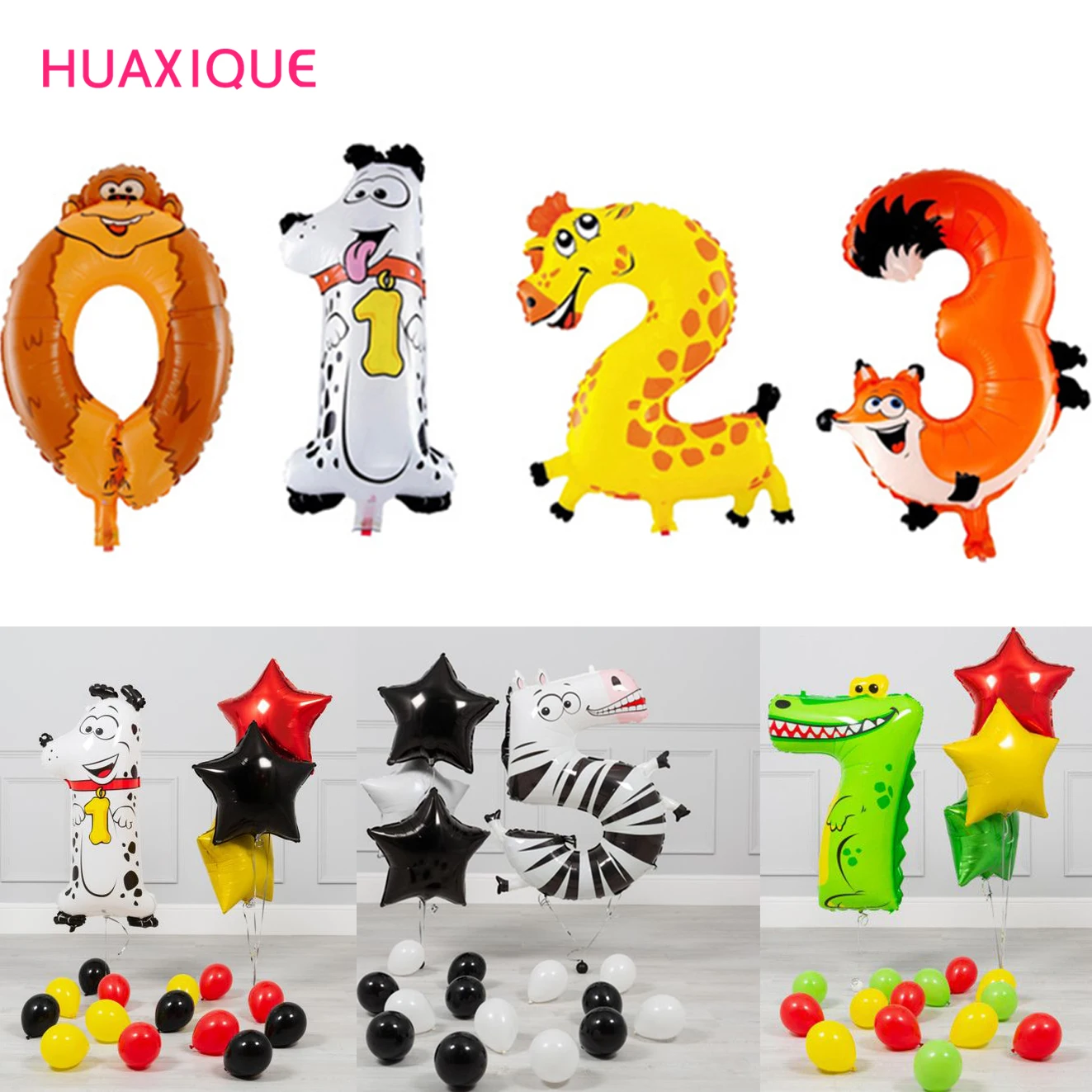 

16 Inches Birthday Number Balloon Figures Happy Birthday Party Decorations Kid Animal Shaped Number Balloons Birthday Balloon