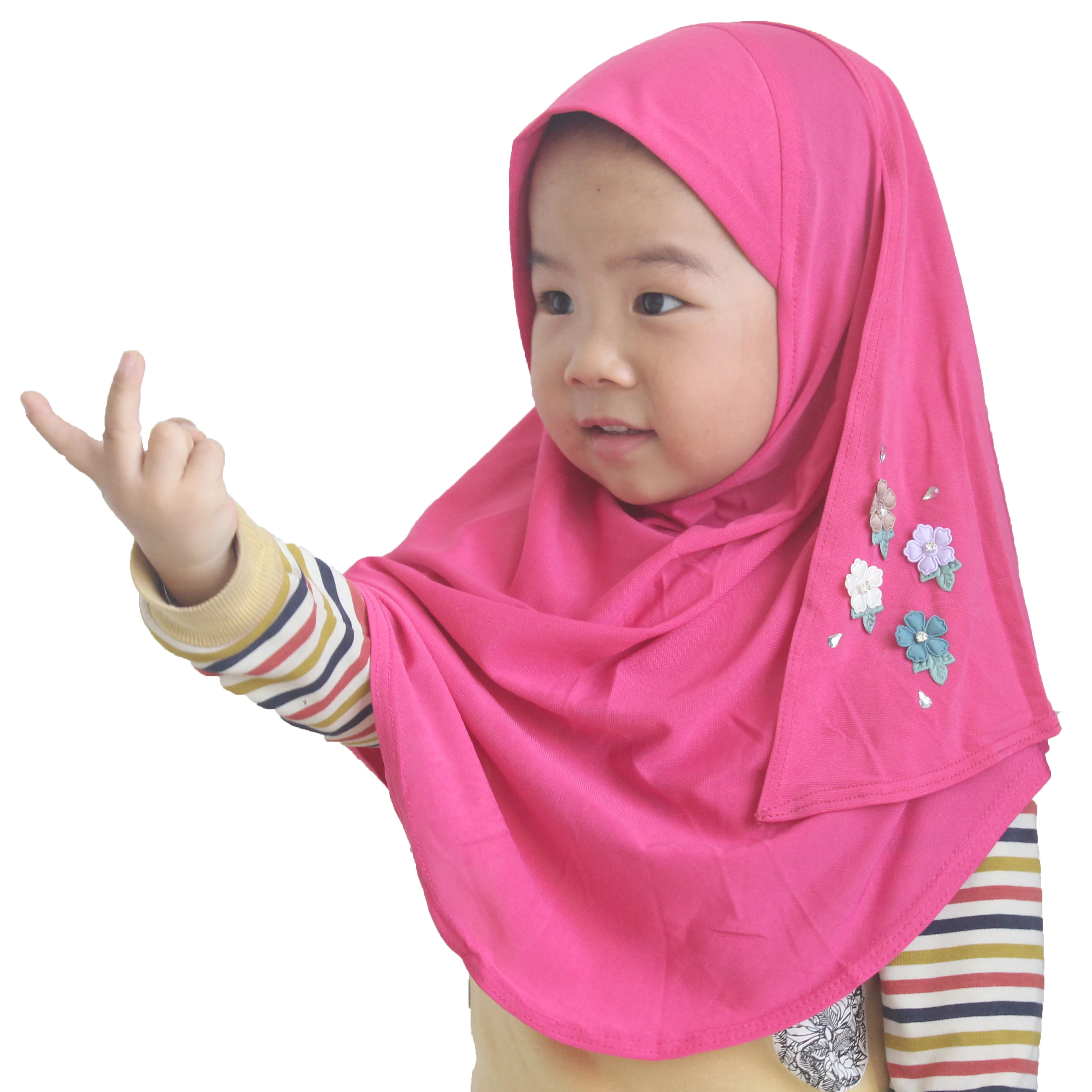 Для девочек мусульманок хиджаб для детей Исламской шарф шали милые элегантные
