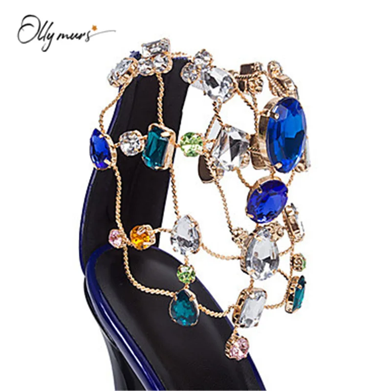 

OllyMurs New Fashion Style Women Summer Sandals Sexy Open Toe Crystal Back Zip Thin High Heels Women Sandals Party Shoes Woman