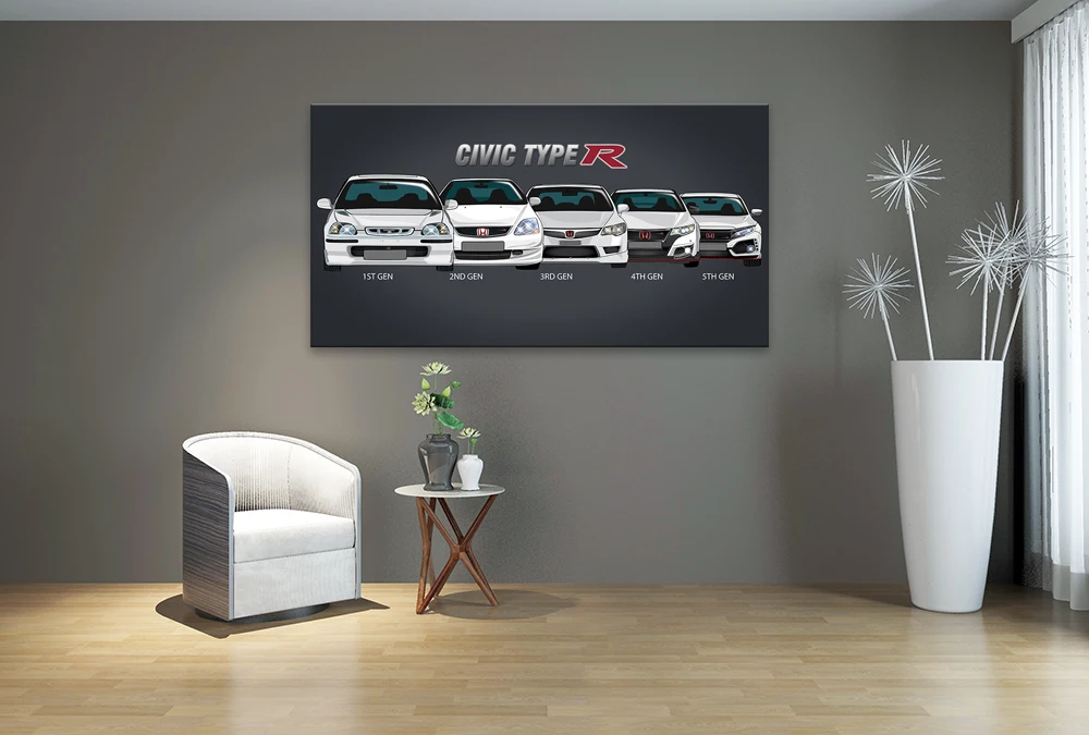Wall Art Modular Picture 1 pieces Posters Canvas HD Printed Retro Honda CIVIC Car Painting Modern Home Decoration Living Room