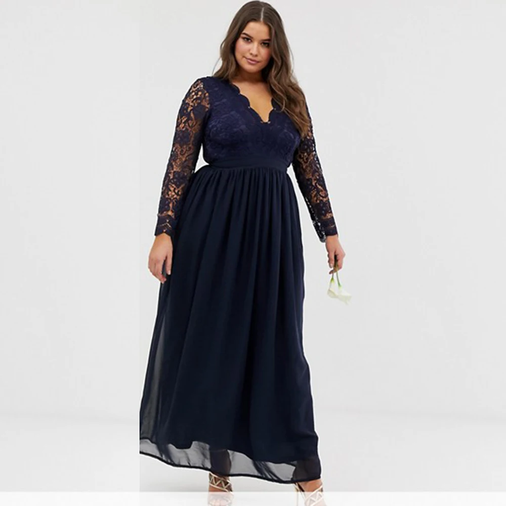 Женское вечернее платье макси размера плюс с v образным вырезом элегантное темно