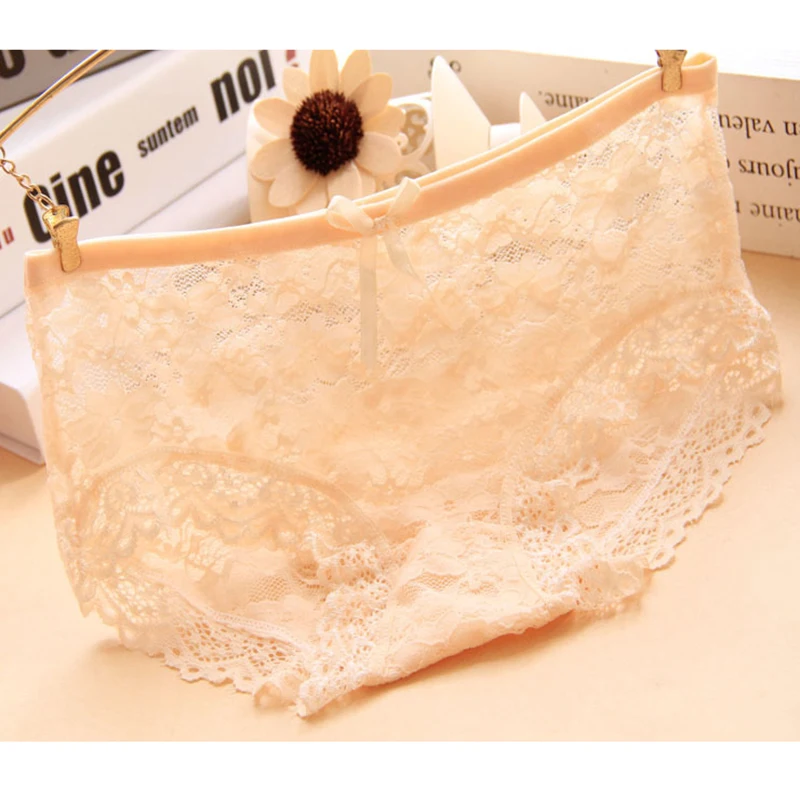 

Sexy Lace Ladies Panties Transparent Hollow-out Low-rise Breathable Briefs