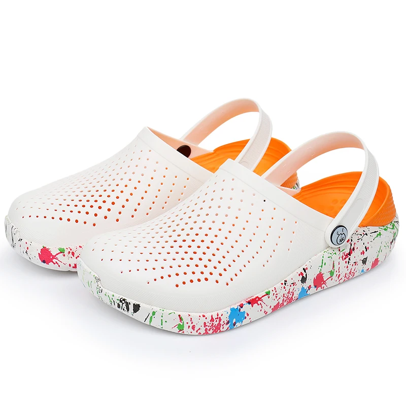 Шлепанцы женские для сада и пляжа сандалии на платформе граффити тапки с