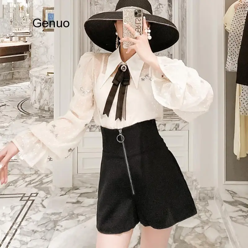 

2021 new summer shorts women high waist flare styles long zippers metal heard printed fashion quality shot hots