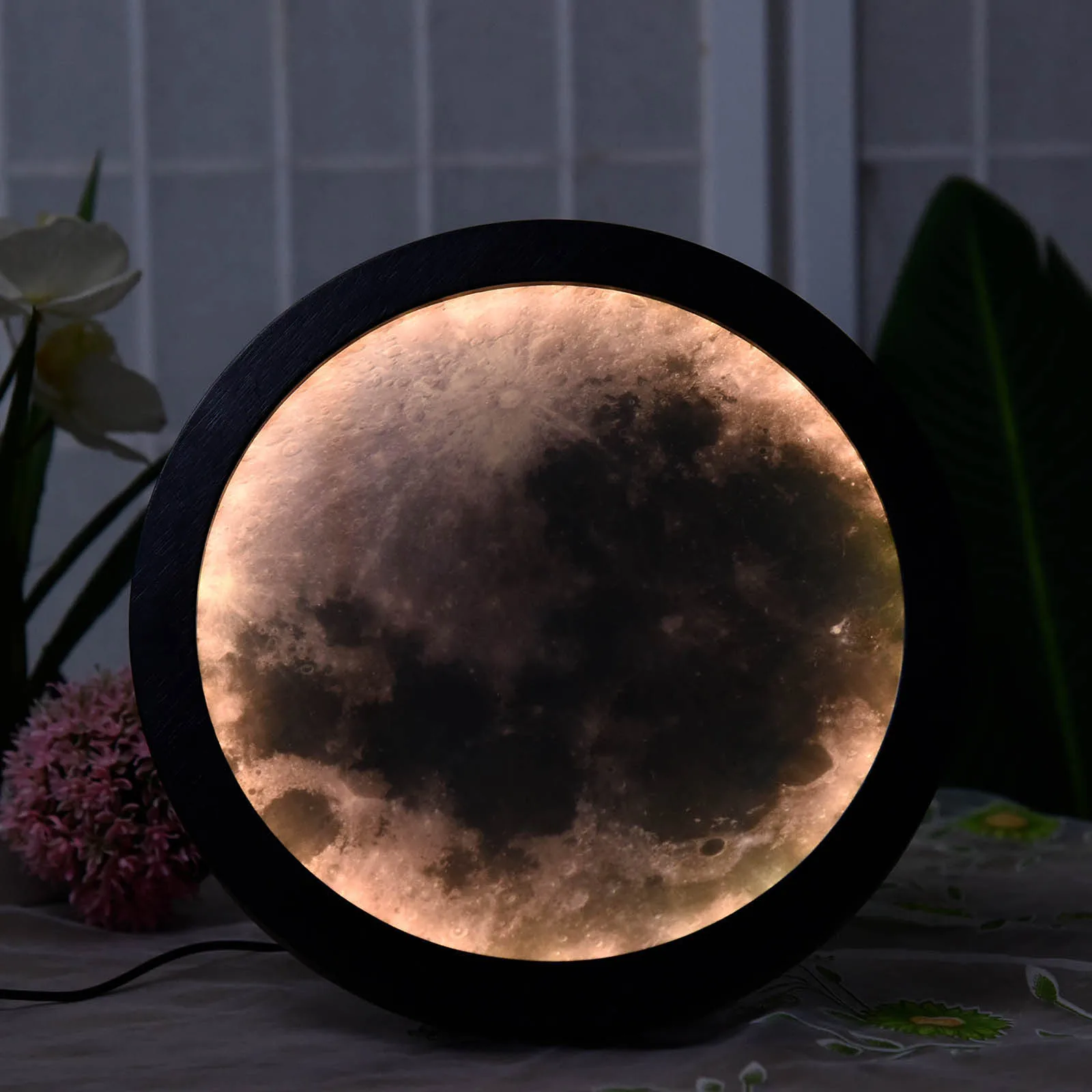 

Round Moon Night Light Modern Wall Mounted Makeup Mirror Hallway Porch Lamp LED