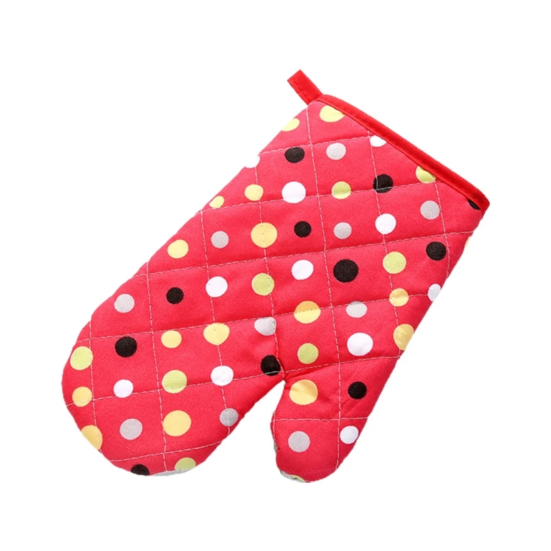 

Thicken Heat Resistant Kitchen Oven Mitts Colorful Polka Dot Padded Baking Glove