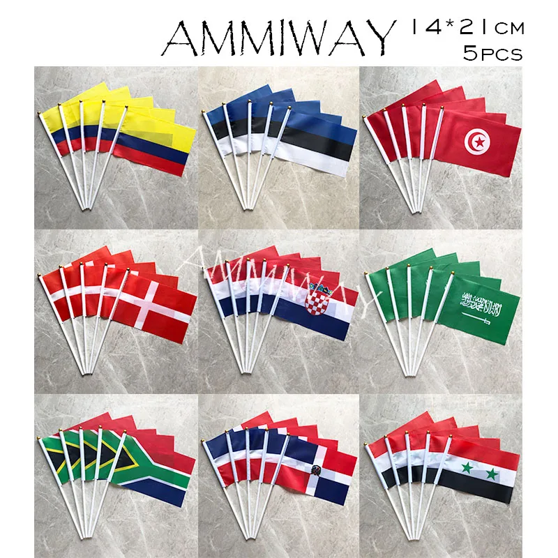 AMMIWAY 14x21 см 5 шт. ручной флаги из Ирана Великобритании арабских стран Сингапур