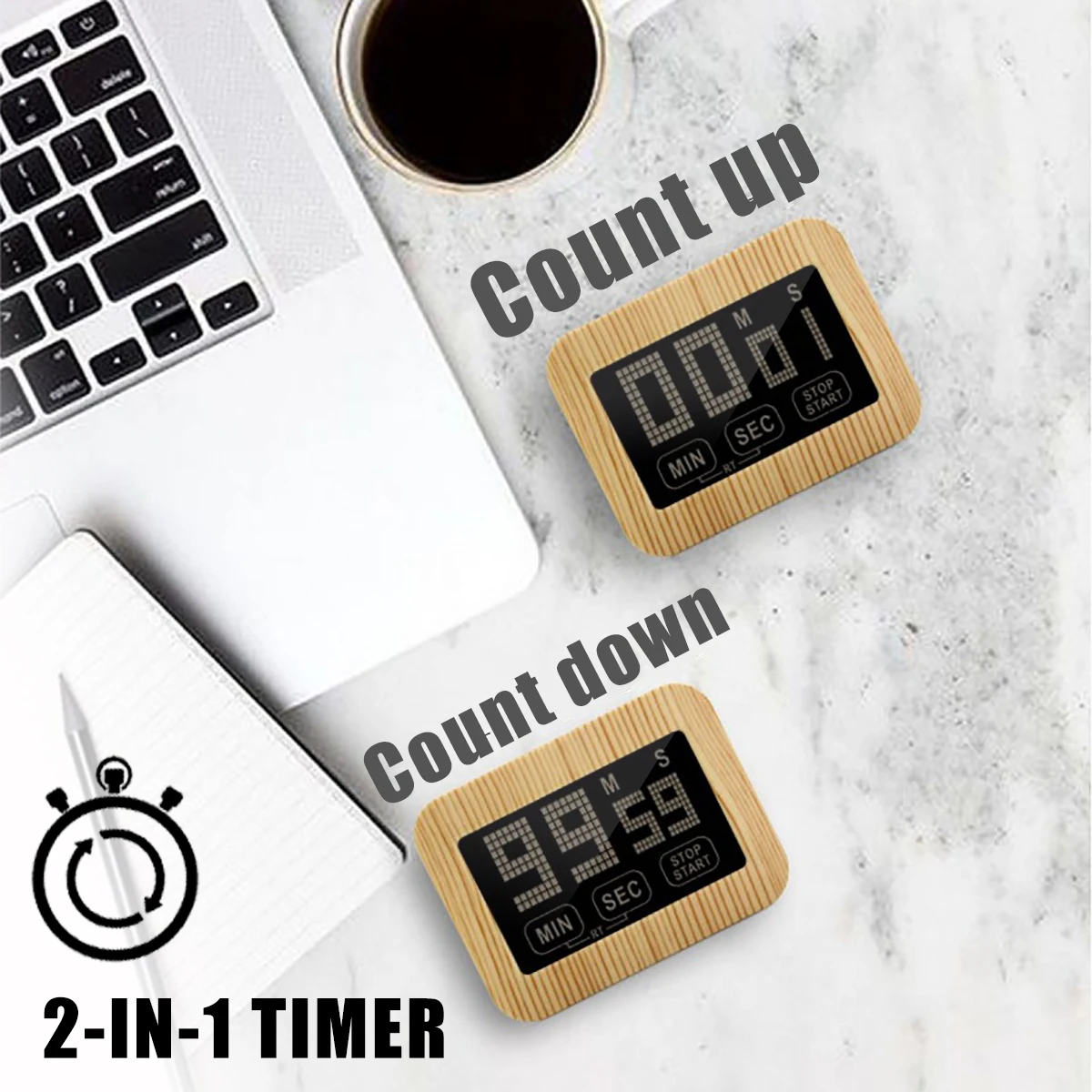 

Magnetic Countdown Clock Touchscreen Count Timer Up and Down Digital Kitchen Timer Display with Retractable Bracket for Gym Game