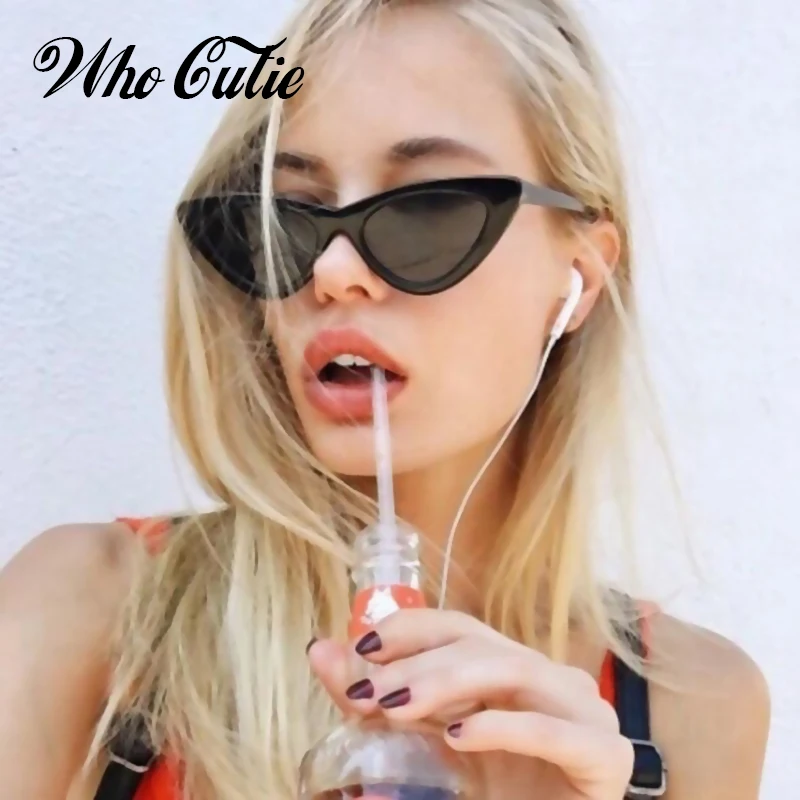 WHO CUTIE Винтажные Солнцезащитные очки кошачий глаз женские брендовые дизайнерские