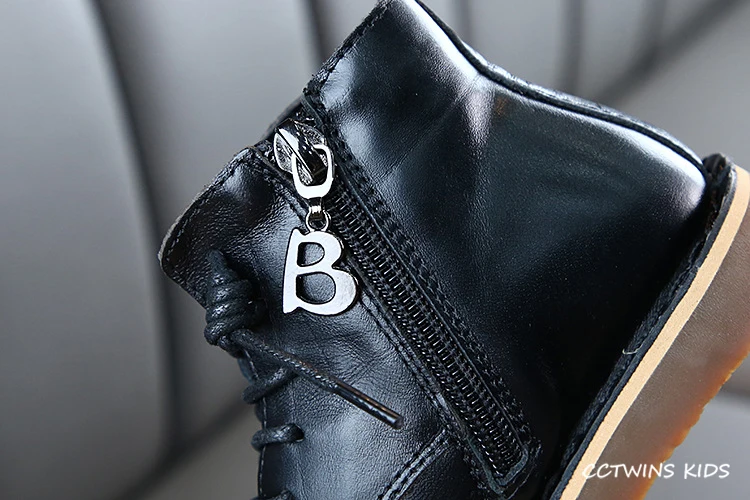 CCTWINS Kids Shoes Autumn Fashion Girls Black Martin Boots Boys Real Leather Dress Shoes Children Retro Casual Boot MB021