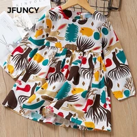 jfuncy childrens clothing baby girl long sleeve sets fashion cartoon animal printing girls clothes party children dresses