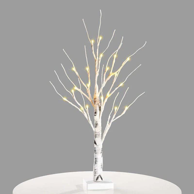 

Artificial White Birch Twig Tree Warm Light Decorative Night Light Tabletop Easter Party Decor For Jewelry Holder Multifuntion