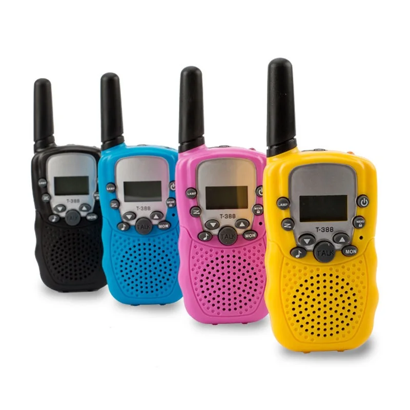 2pcs rt 388 kids walkie talkies 0 5w lcd display portable child electronic radio voice interphone outdoor toy christmas gift free global shipping