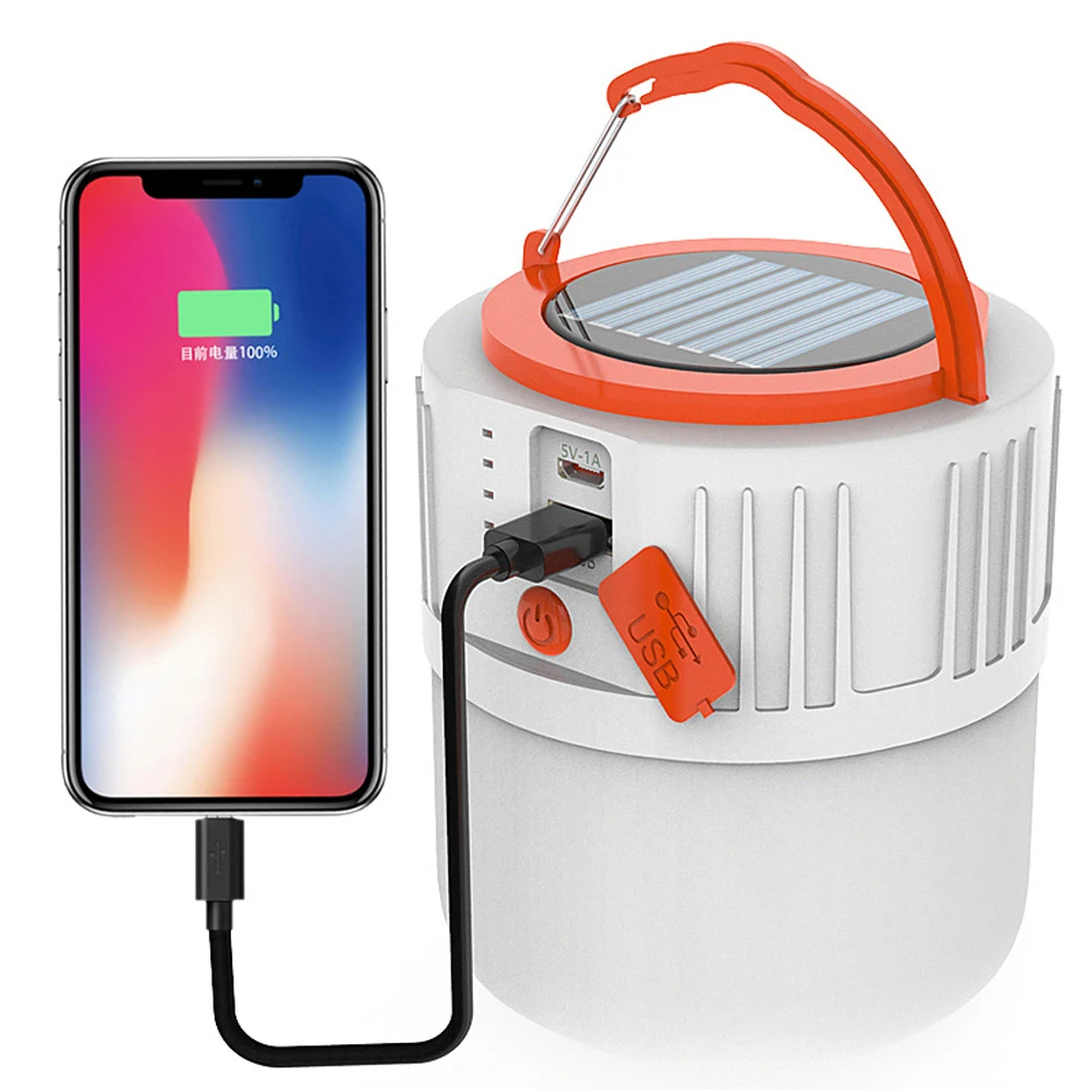USB Rechargeable Camping Light Solar with Built-in Battery Camp Lamp Hook LED Bulb Waterproof | Лампы и освещение